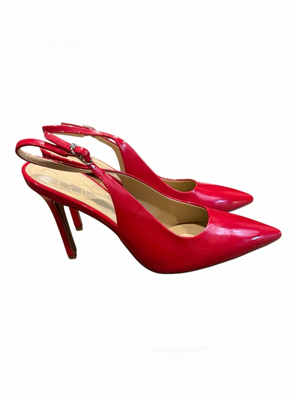 Sam Edelman Red Patent Slingback Pointed-Toe Heels
